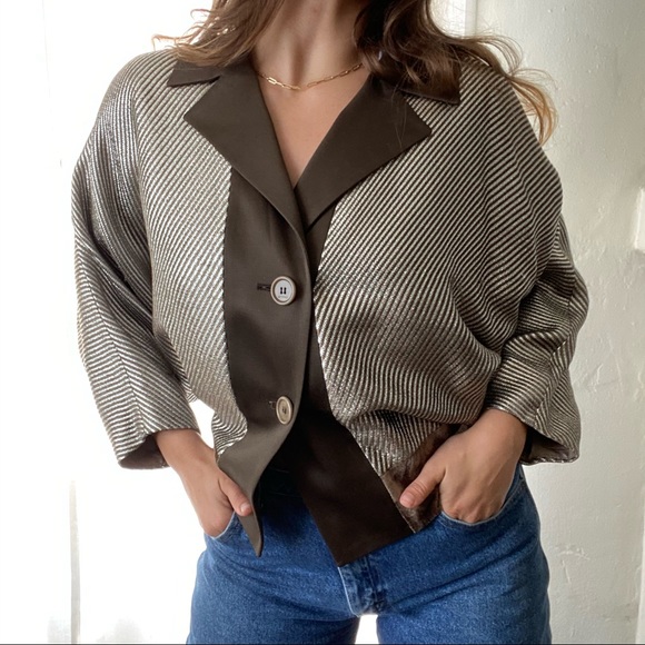 ETRO Metallic Silver Batwing Evening Jacket 42 - Picture 5 of 14